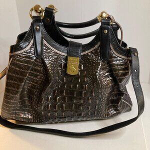 Womens Brahmin Elisa Ironwood Alzette Tote Satchel 15 x 14 x 7" 8" Handles 13" S